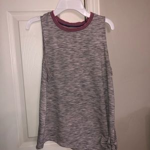 Heather Grey Tank Top with Striped Collar